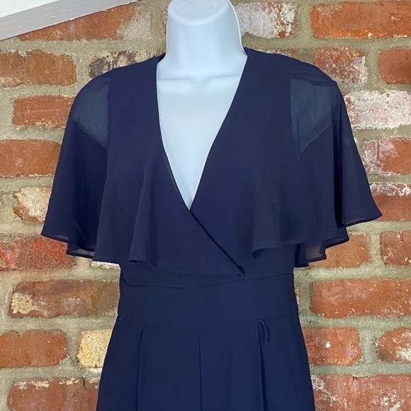 New Vince Camuto Blue Chiffon Capelet Jumpsuit size 0 - Picture 3 of 7